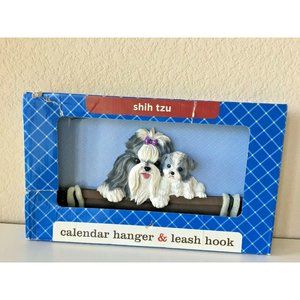 shih tzu Handpainted Resin Calendar Hanger & Leash